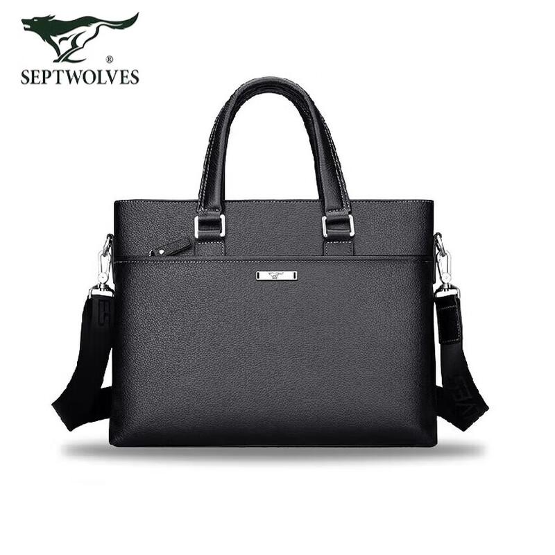 SEPTWOLVES Men s Genuine Leather Business Briefcase 14 inch