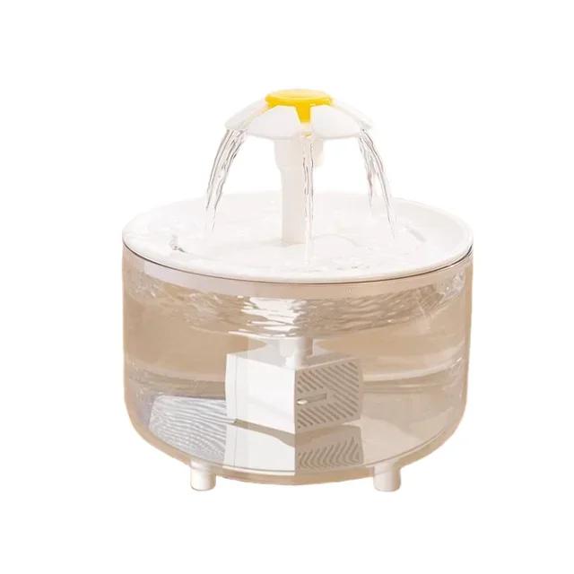 Automatic Circulating Pet Water Fountain Cat Mute Water Dispenser Dog Transparent Petal Water Filter Off Power Outage