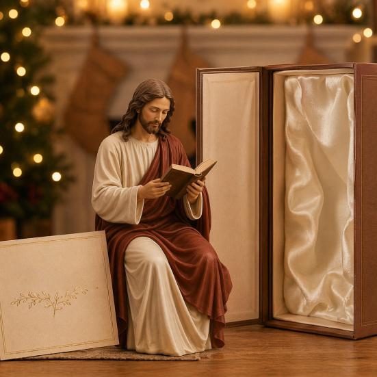 Yousheng Reading Virgin Mary Figurine for Bookshelf, Resin Jesus Statue Shelf Sitter, Decorative Sculpture for Home Office, Gift for Book