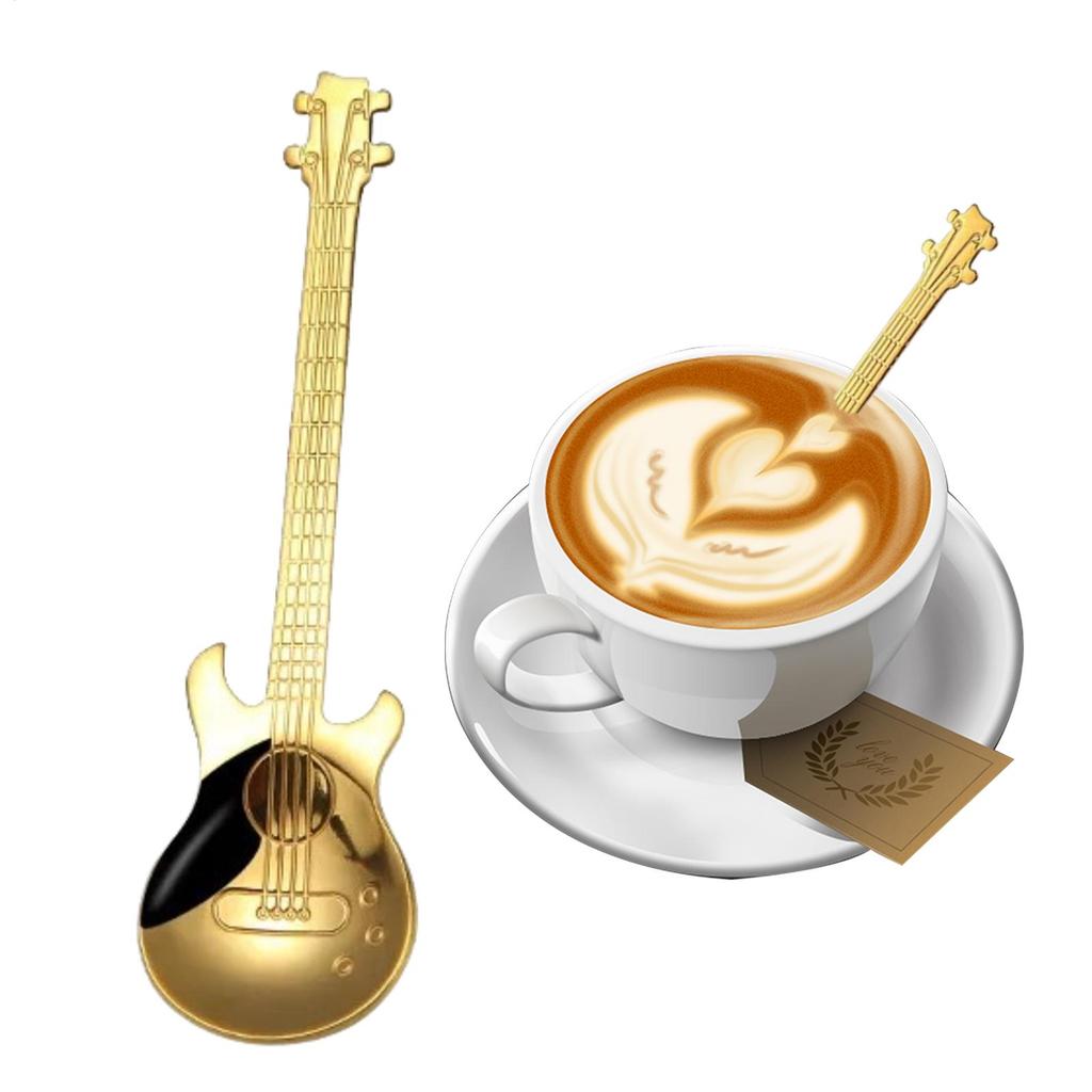 Colorful Guitar Tea Spoon Creative Mixing Spoons Stainless Steel Drinking Spoon Easy To Clean Cute Stirring Spoon For Ice Cream