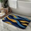Deep Blue & Yellow Wave Bath Mat – Non-Slip, Quick-Dry Rug for Bathroom, Kitchen & Entryway, Ideal Housewarming Gift