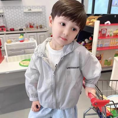 Children's Summer Light Sunscreen Sports Jacket Middle and Large Children Breathable Hooded Casual Jacket