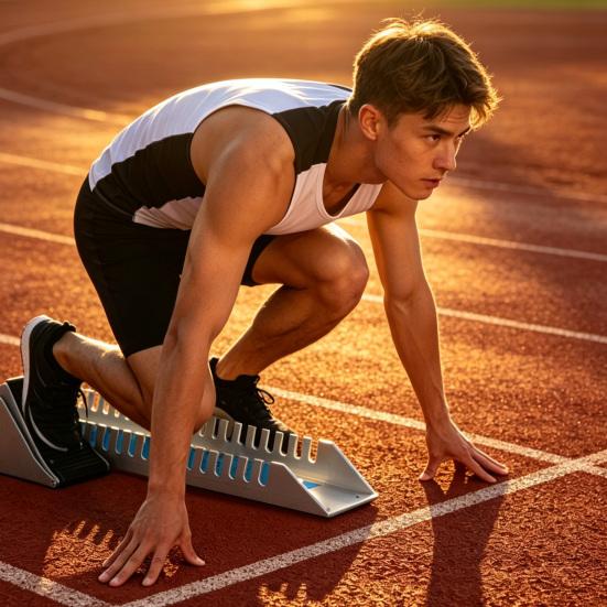 Sports Starting Blocks Blocks, 6 Angle Adjustable Track Field Aluminum Alloy Athletics Training Aid Portable Device for Sprinting Plastic Runway