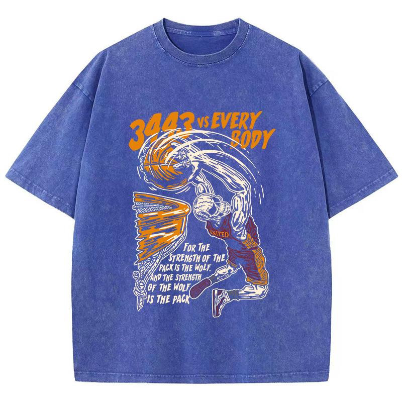 Womans Acid Wash T-Shirts Skeleton Basketballprints Tops Distressed Crewneck Oversized Cotton Tee Shirts Trend Clothes