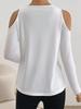 Elegant Lace V-Neck Applique Sleeve Hollow Out Long Sleeve Solid Color T-Shirt Skinny T-Shirt Women Versatile Closet Essential Fashion Items Shirt