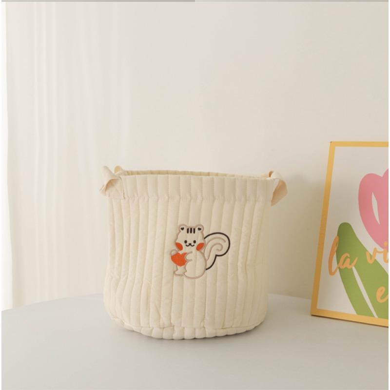 Cute Baby Diaper Storage Bag Baby Supplies Toys Clothes Storage Bag Cotton Embroidery Multifunctional Mommy Storage Basket