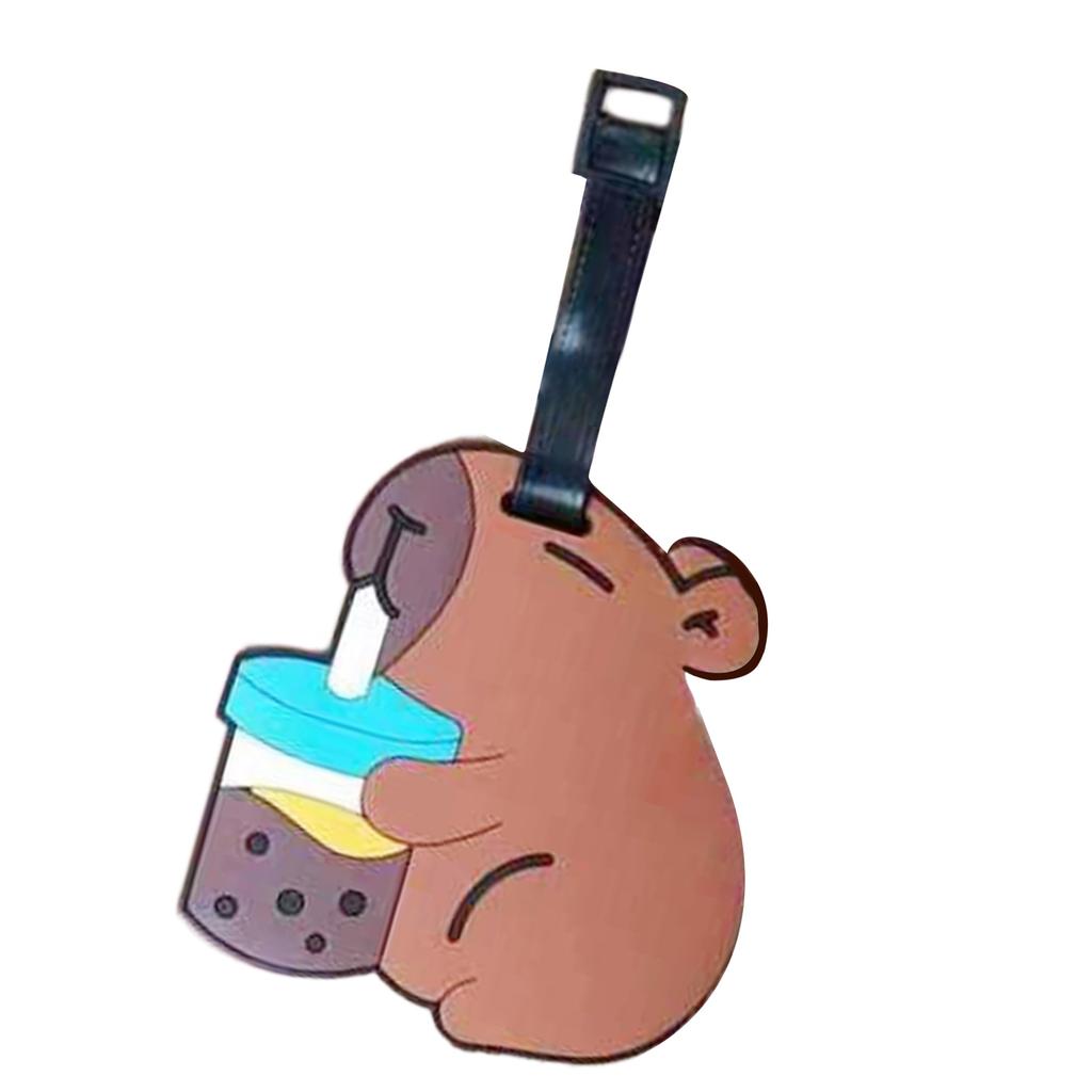 Unique Capybara Bag Pendant Cartoon Luggage Label PVC Identifier Japanese Kawaii Culture Inspired Portable Label