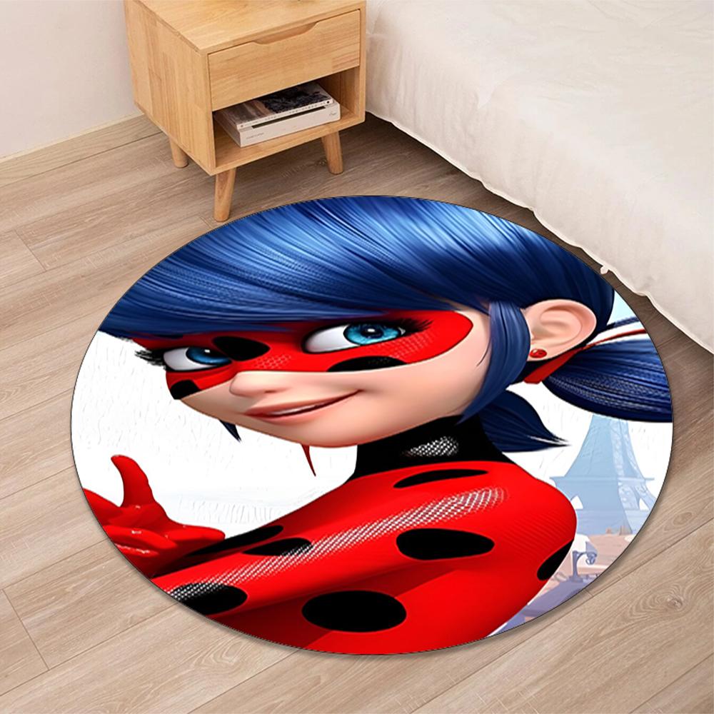 Ladybug Printed Round Rug Carpet Chair Rug Area Rug Entryway Doormats,for Office Chair Living Room Bedroom Kitchen Room.
