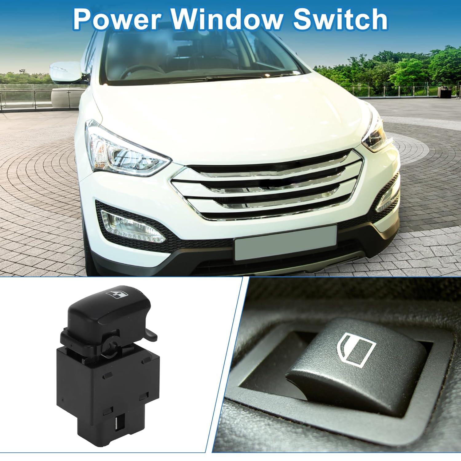 Power Window Switch No.935802B000 Passenger Side Window Control Switch for Hyundai Santa Fe 2007-2012 Black
