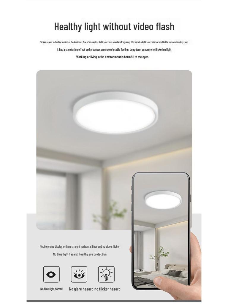 Ultra-Thin Full Spectrum Ceiling Light: Eye-Protective, Three-Proof Design for Bedroom, Study, and Living Room