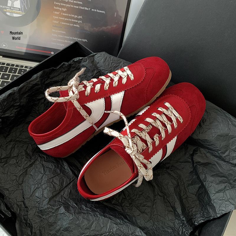 Retro německé tréninkové boty inspirované Su Yinyin: 2025 Prodyšné dámské kožené sportovní tenisky