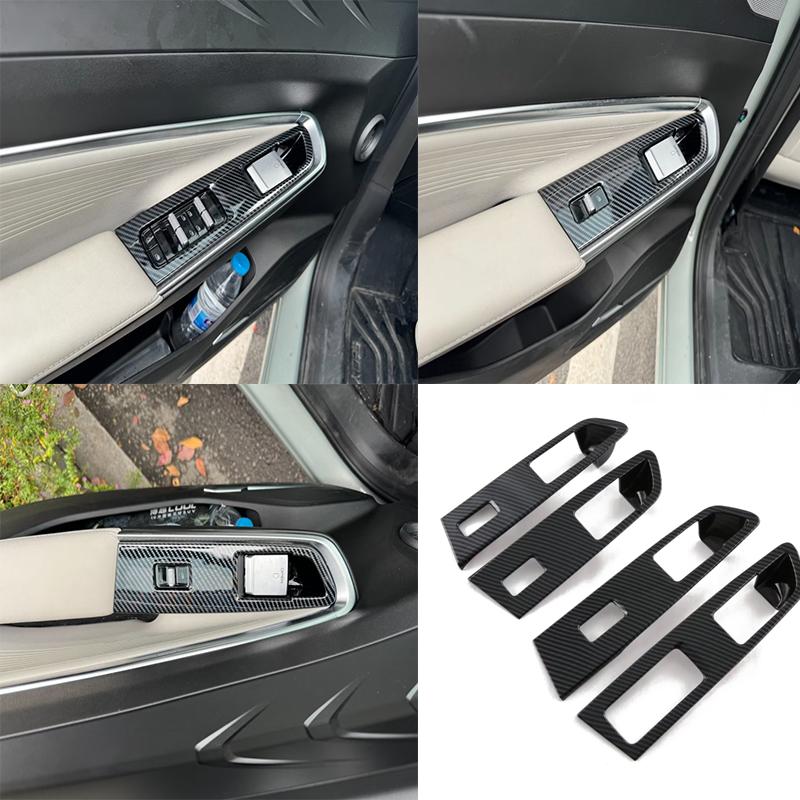 For Geely Cityray 2024 2025 ABS carbonfiber Car window lift switch Gear Shift Panel water Cup Holder Frame interior Accessories