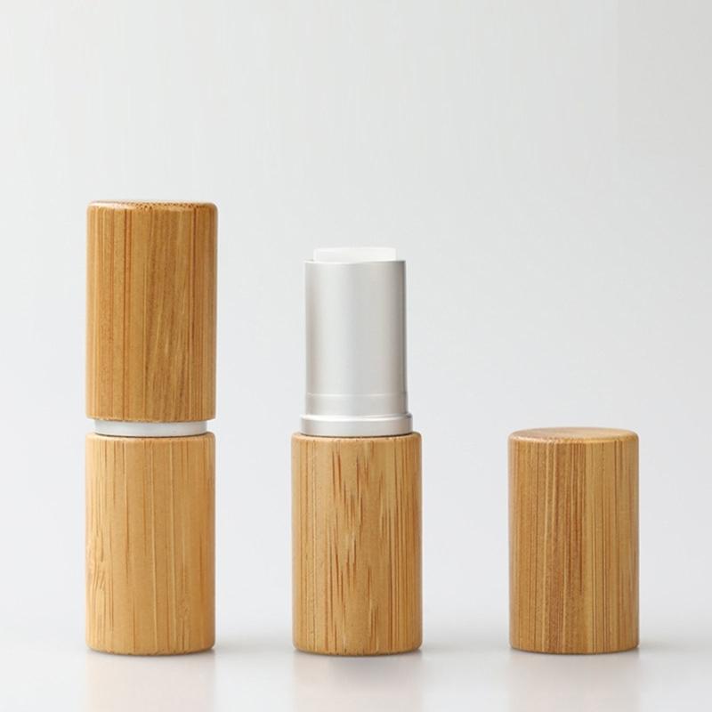 5pcs Empty Natural Bamboo Lipstick Tubes Friendly Cosmetic Containers Lip Gloss Storage for Lip Balm and Makeup