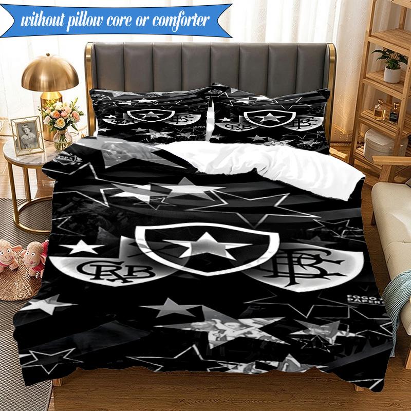 3PCS Botafogo De Futebol E Regatas Printed Soft Bedding Set,Including 1pc Duvet Cover And 2pcs Pillowcases Perfect for Bedroom, Dormitory, Fan Gift
