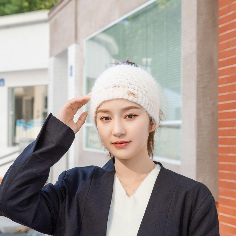 

Autumn and winter women s headgear, headband, white hair, sparse hair, warm, ear protection, headhat, empty top hat, warm