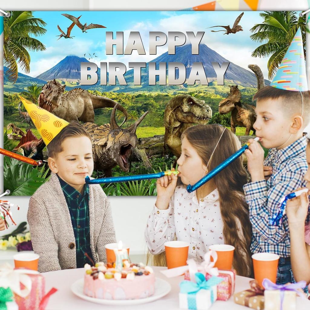 Avezano Dinosaur Happy Birthday Banner Dinosaur Happy Birthday Party Decorations Backdrop for Boy Jurassic Jungle Dino Theme Party Banner Photo Prop