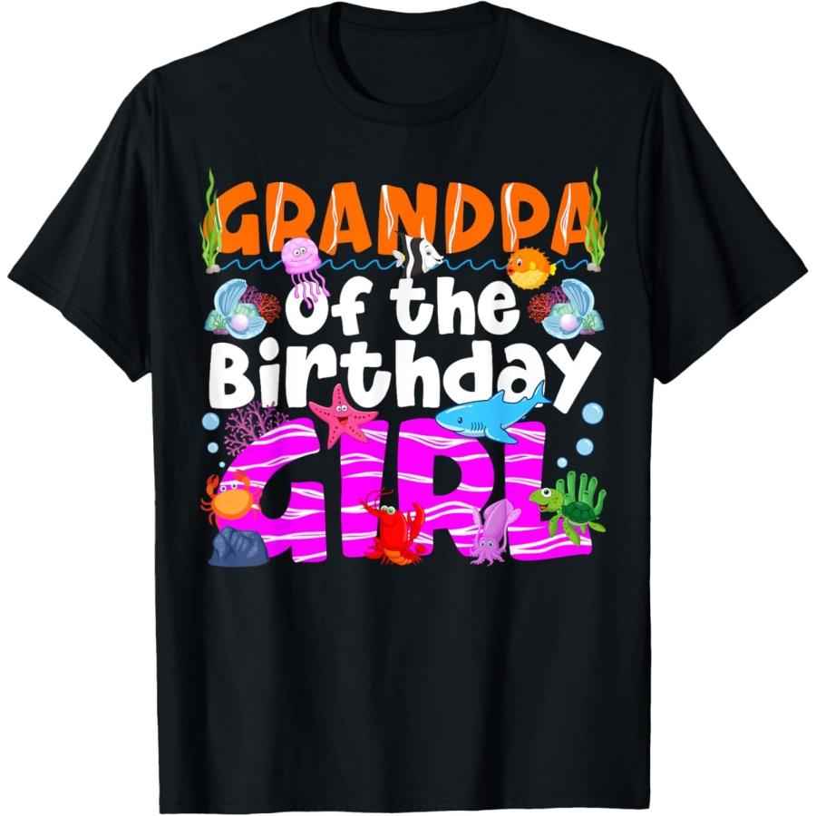Grandpa Under Sea Birthday Party Girl Ocean Sea Animal Theme T-Shirt(1) XXXXXL чёрный