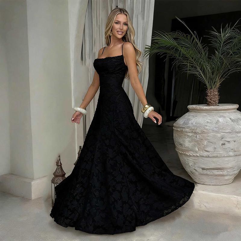European & American Style Wine Red Spaghetti Strap Sexy Evening Gown for Women