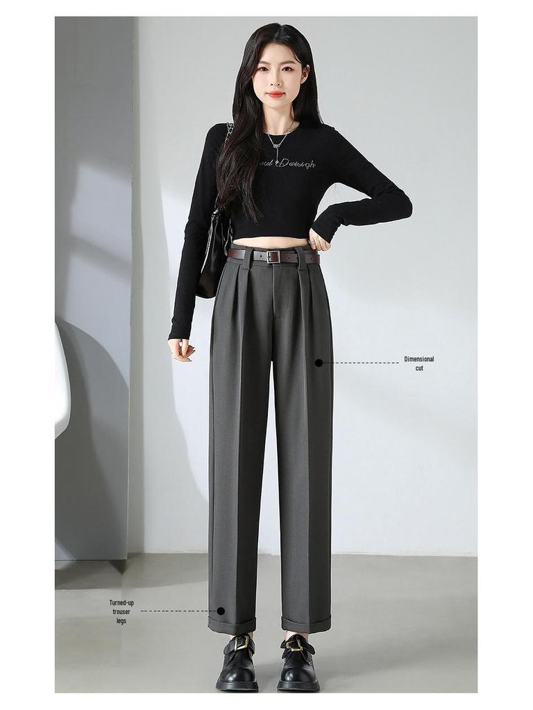 Costume Pantalon Harem Taille Haute pour Femme - Pantalon Cigarette Droit Décontracté Printemps/Été