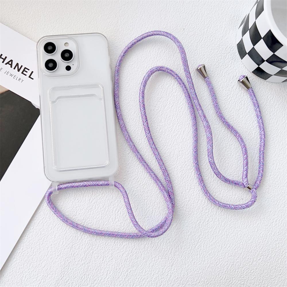 Clear Card Holder Wallet Crossbody Necklace Lanyard Cord Case For iPhone 17 16 15 11 12 13 14 Pro Max Air X S Plus Soft Cover