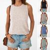 Topuri Dama Gât Rotund Fără Mâneci Slim Fit Topuri Tricotate Culoare Solidă Elastic Cu Striații Maiouri de Bază pentru Purtare Zilnică