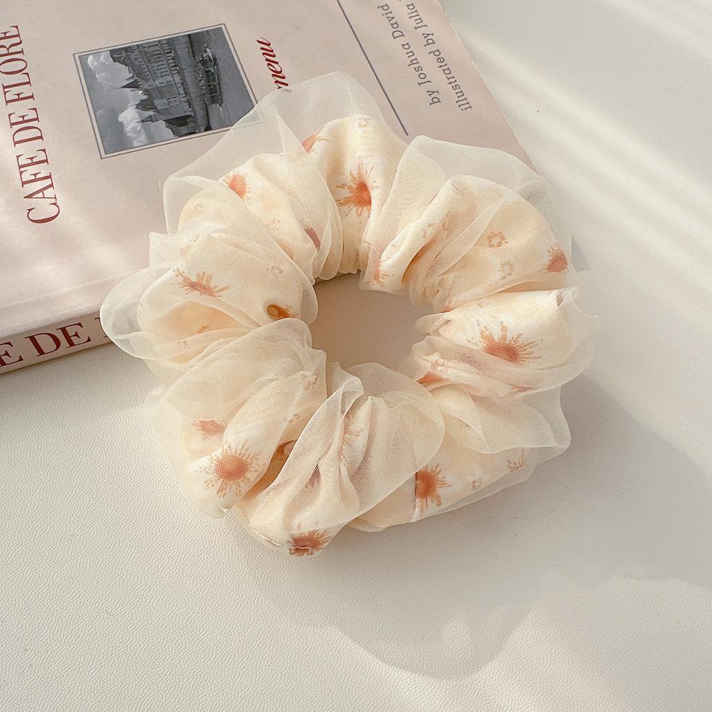 New Double-Layer Yarn Large Intestine Hair Ring Korean Mesh Fresh Daisy Hair Rope Ponytail Rubber Band Hair Accessories