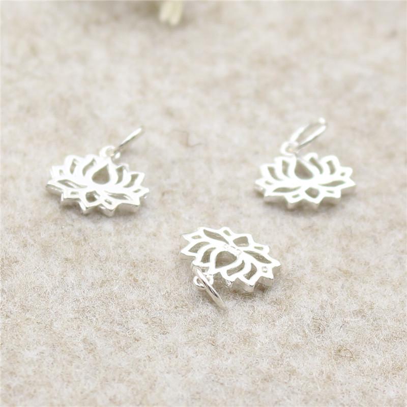 Jiudai DIY S925 Sterlingsilber Perlenarmband mit Lotus-Anhänger