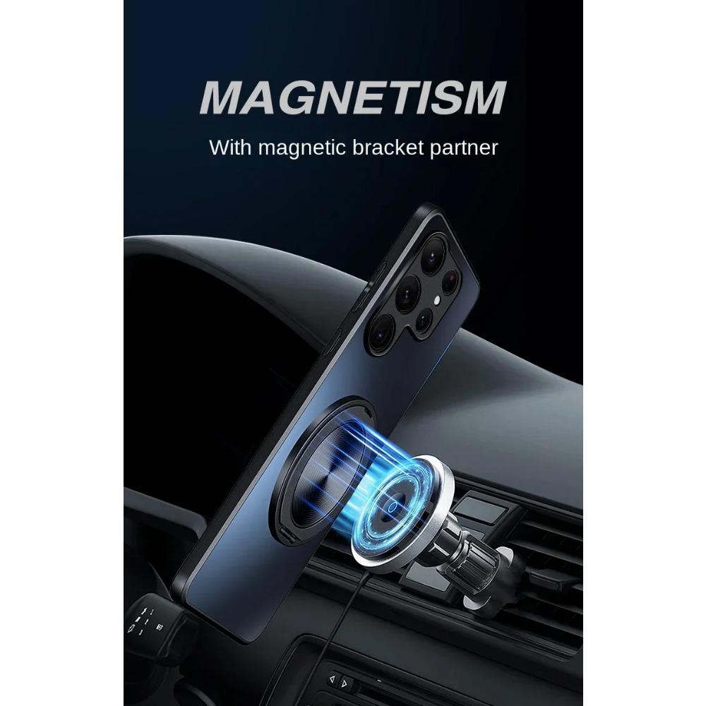 Magnetic Stand Magsafe Case for Samsung Galaxy S24 S23 S22 Ultra Plus Shockproof Hard Matte Ring Holder 360°Rotating Kickstand Protective Back Cover