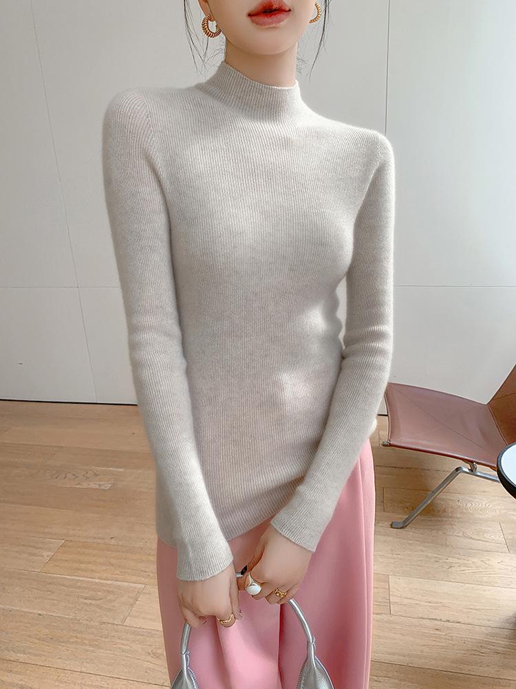 2026 Women's Cashmere Half-High Collar Slim Fit Seamless Wool Sweater for Autumn and Winter