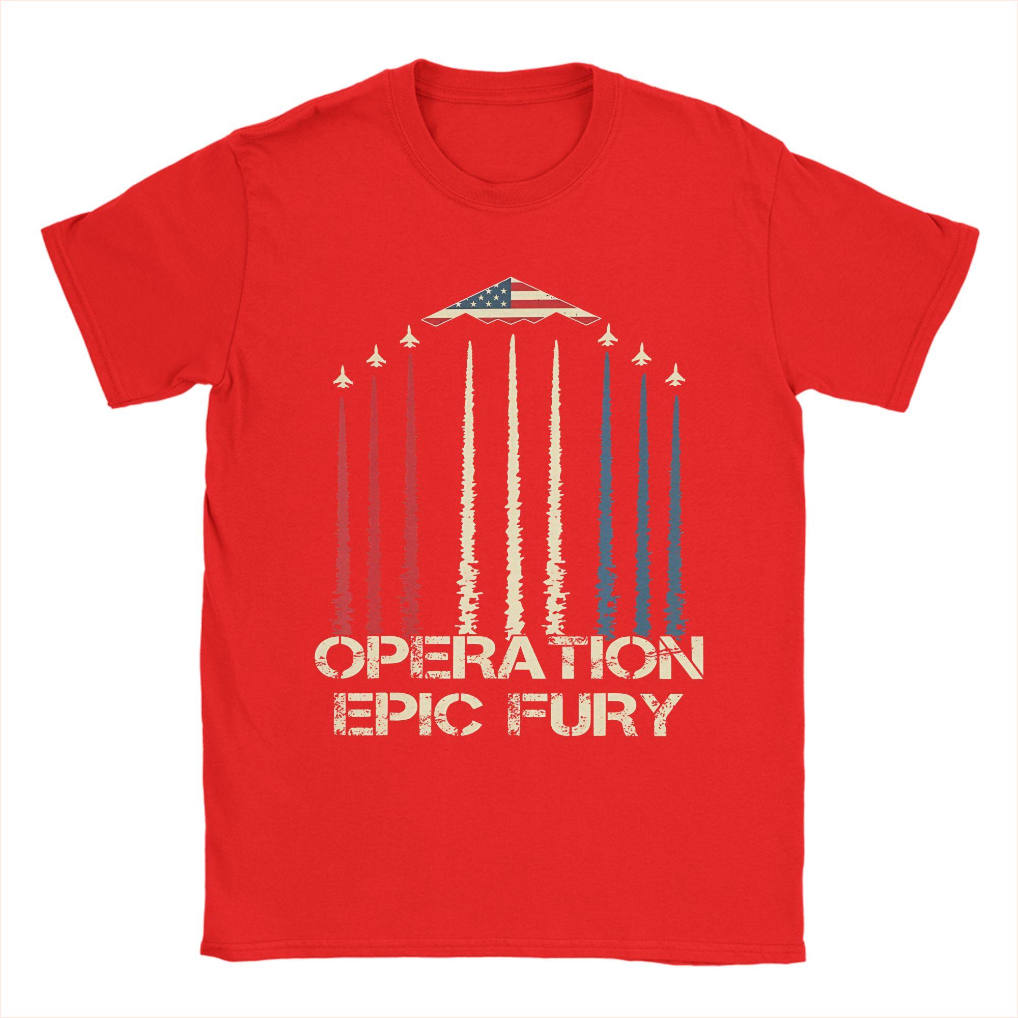 Operation Epic Fury Unisex s T Shirts  Funny Tee Shirt Short Sleeve Crew Neck T-Shirt 100% Cotton Classic Clothing S