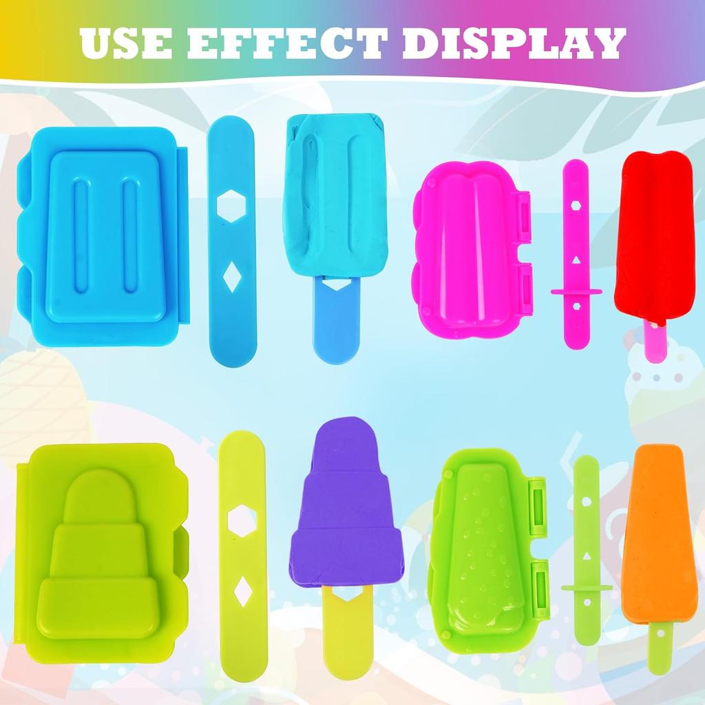 Playdough Tool Set, 31 PCS Playdough Ice Cream Set for Kids, Playdough Accessories Includes Assorted Animal Cutters, Summer Themed Molds, Popsicle