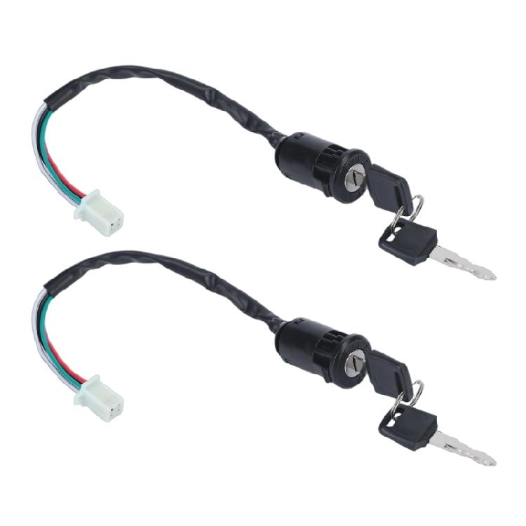 Motorcycle Ignition Switches Assembly with Wiring Harness and Keyed Control, 2 Pack Part for 50Cc To 250Cc Models