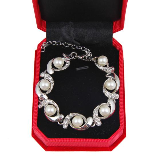 Yousheng Women Bracelet Electroplating Rhinestone Fine Workmanship Luxurious Bright Luster Decoration Temperament Adjustable Imitation Pearls Bracelet
