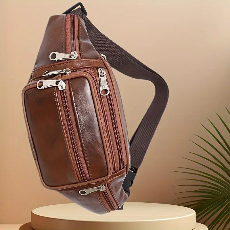 2025 New Men's Waist Bag, Shoulder Bag, Chest Bag, Fashion Soft Leather Fashion Sport Cross-Body Bag