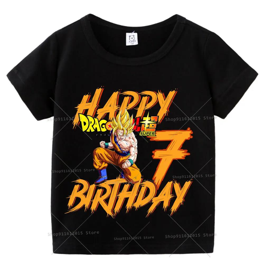 Boy Number T Shirt Kids Birthday Clothes Anime Cartoon Toddler Short Sleeve Tops Summer Casual Children Cotton Tee