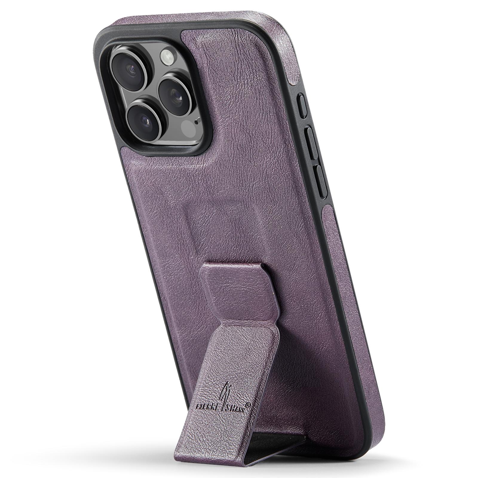 

FIERRE SHANN For iPhone 16 Pro Max Case Kickstand Leather Slim Back Cover Green