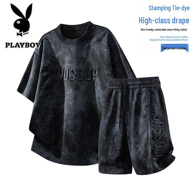 PLAYBOY Men s Summer Casual T-Shirt  Shorts Set 3XL