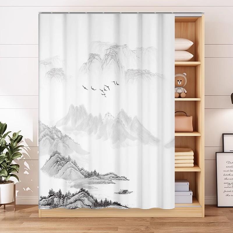 Cabinet Cover Curtain Non Perforated Door Curtain Wardrobe Cover Cloth Bookshelf Shoe Rack Debris Cover Dust-proof Cloth Curtain
