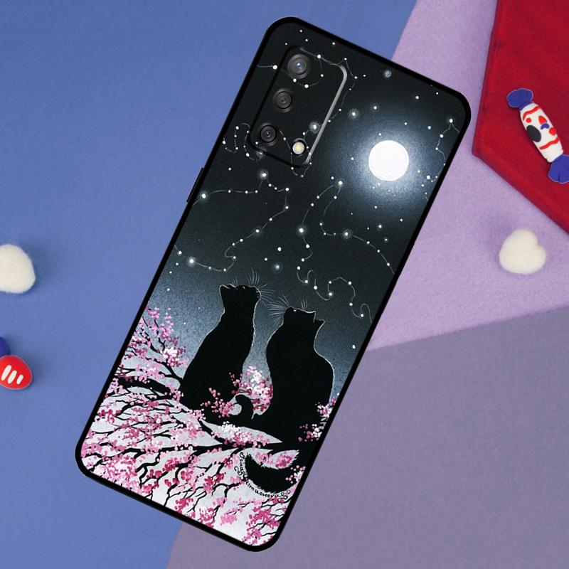 Black Cat Face Kitty Case For Oppo A78 A18 A38 A74 A94 A54 A58 A98 A80 A60 A40 A96 A76 A16 A15 A17 A57 A5 A6 Pro