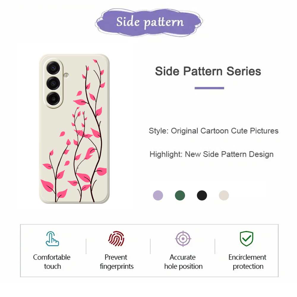 For Samsung Galaxy A17 5G Case Red Leaves Pattern Printing Straight Edge TPU Phone Back Cover