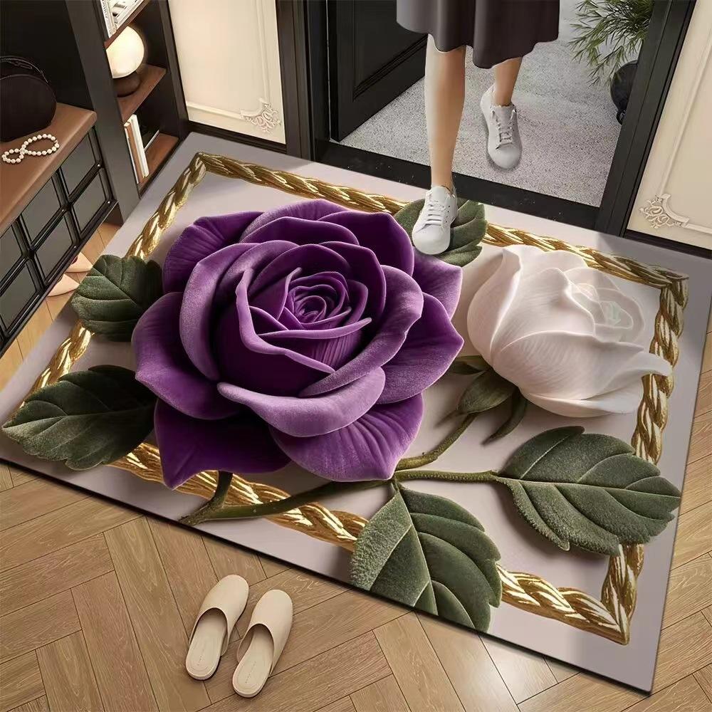 3D Entrance Flower Carpet Bathroom Floor Mat Entrance Door Bathroom Anti Slip Mat Foot Pad