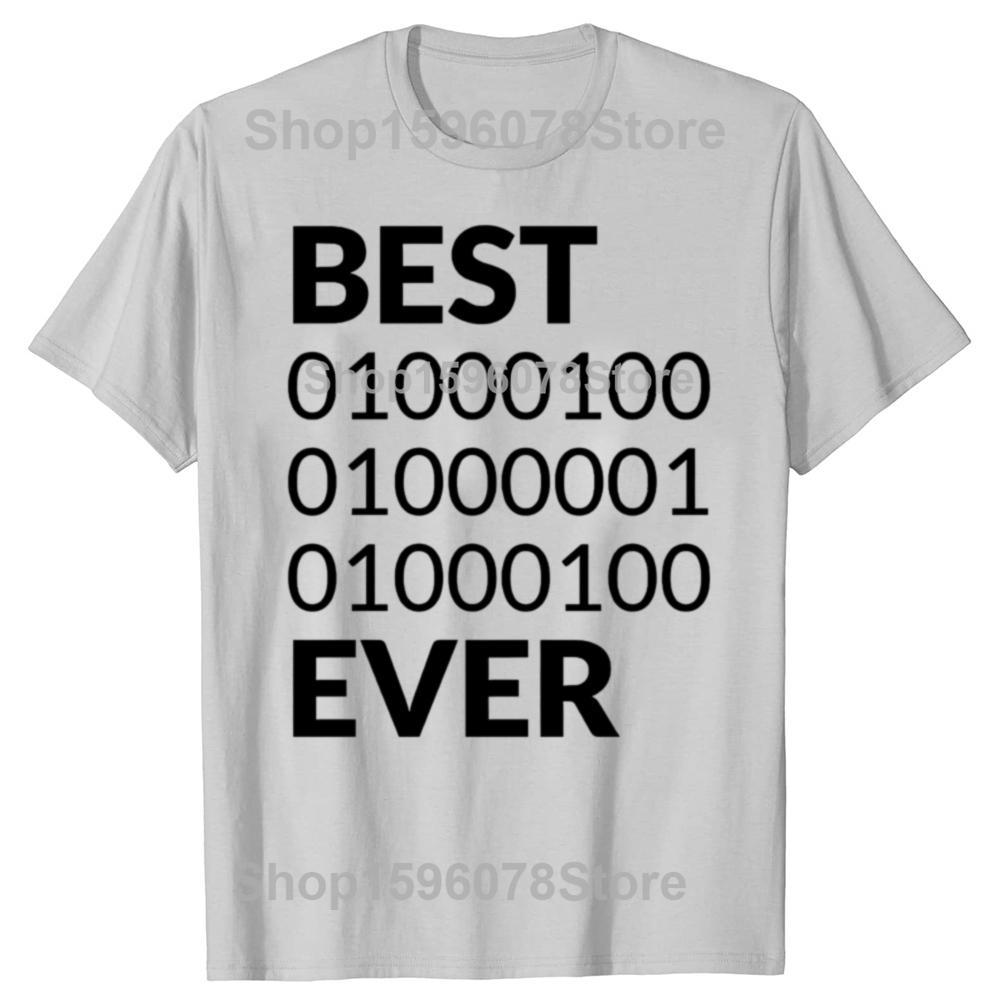 Best Dad Ever Binary Code Programmer Coder Fathers Day T Shirts Gifts Mens Clothing Fashion Casual Loose Oversized T Shirt