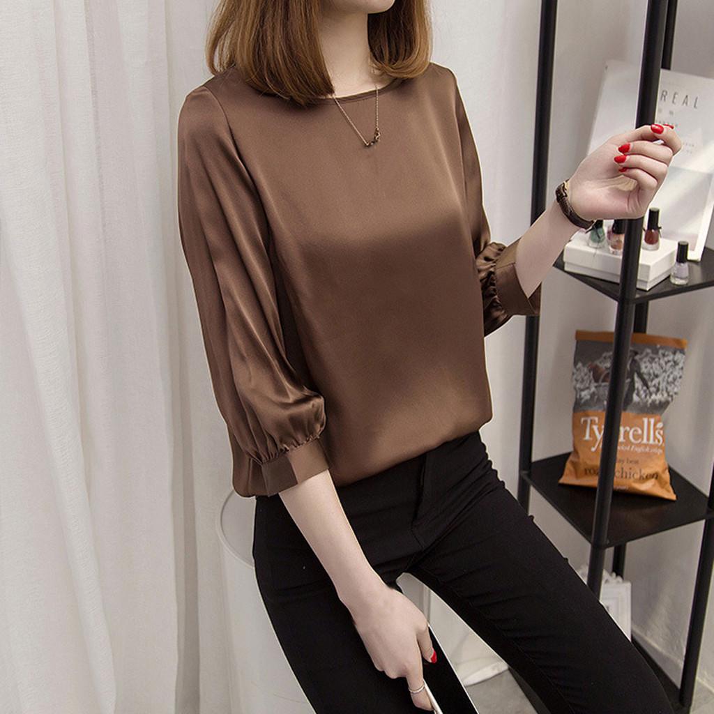 Women Brief  Work Wear  Shirts Three Quarter Sleeve Casual Tops