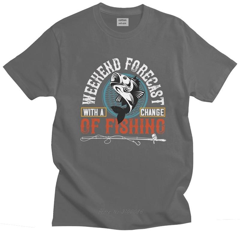 Retro OF Fishing Forecas Mens Tshirt Soft Cotton Fisherman Tee Shirt Crew Neck Short Sleeved Novelty T Shirt Gift Idea Merch