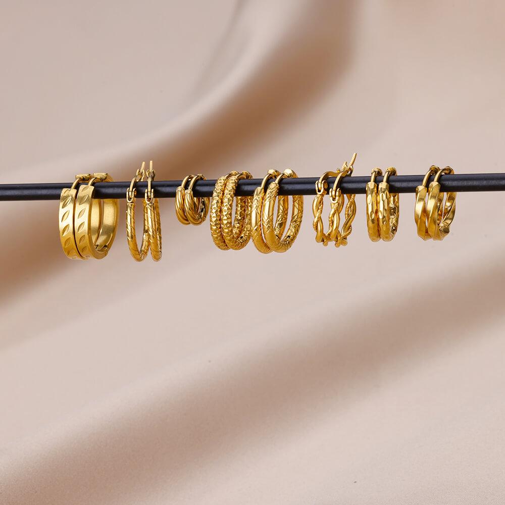 Vintage Stainless Steel Earrings for Women Minimalist Gold Color Earring Trendy Designer Zircon Accessories Free Gift Aretes