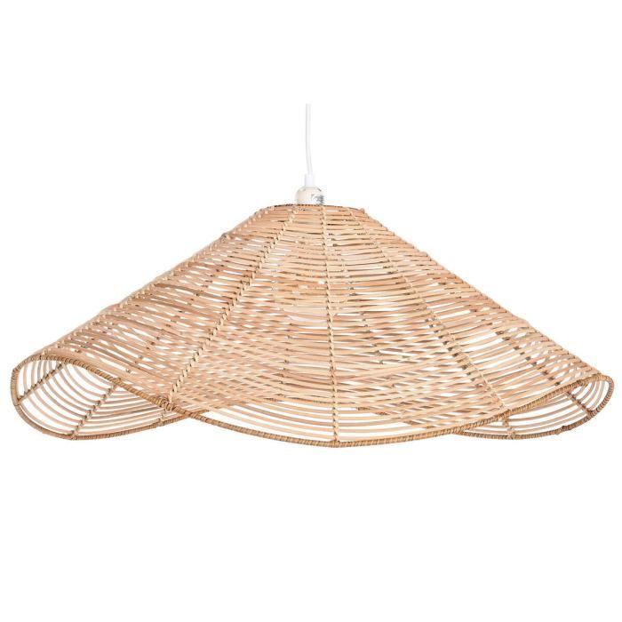 Suspension - 64 x 64 x 34 cm - Marron clair - Rotin - 50 W - Design contemporain