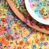 500g About 2500Pcs Flat Round Mixed Letter Loose Beads Alphabet DIY Accessories Jewellery Making 7mm Transparent Acrylic Pendant Necklace Bracelet