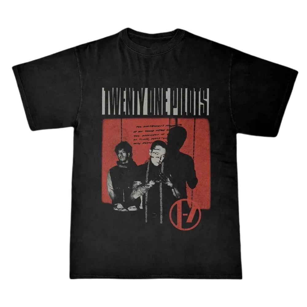 Tricou Casual Vintage Trupa Twenty One Pilots Femei Bărbați Mânecă Scurtă Oversized Rapper Hip Hop Punk Street Harajuku Bumbac