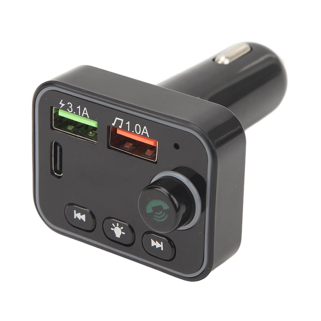 Bluetooth FM Transmitter PDF4 Wireless Car Adapter with Dual USB Charging MP3 Player Hands Free Calling 7 Colors Backlit Light