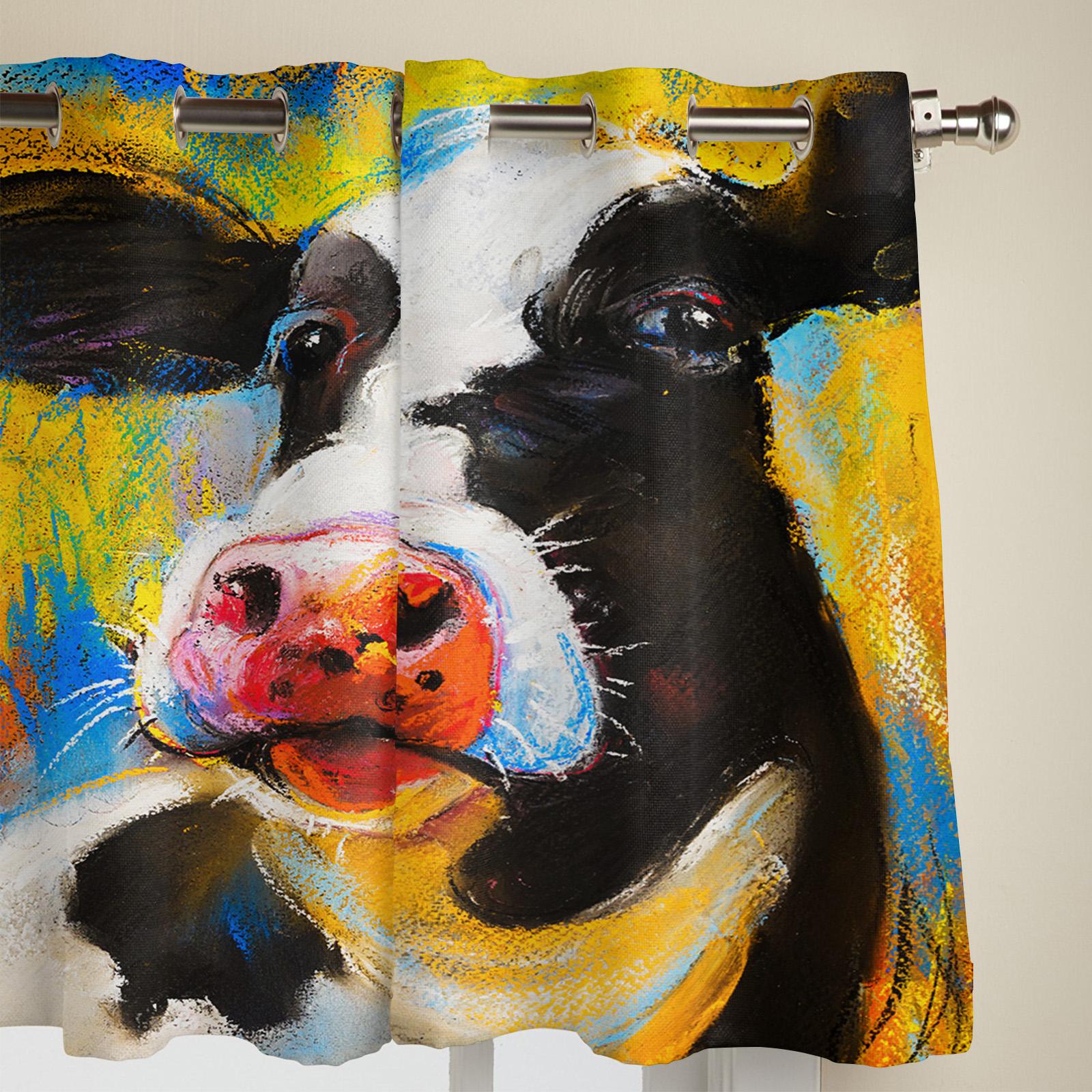 Животное коровьего цвета картина маслом оконные шторы спальня кухня шторы панельные шторы — фото 3